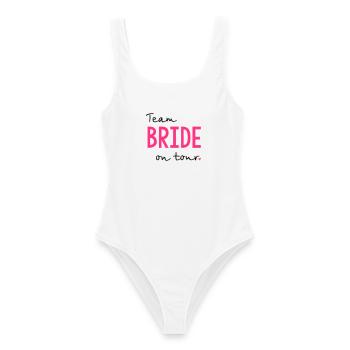 Team Bride on Tour Junggesellinnenabschied - Frauen Badeanzug - Weiß - Vorne - AI Model Female 172 dark (172cm)