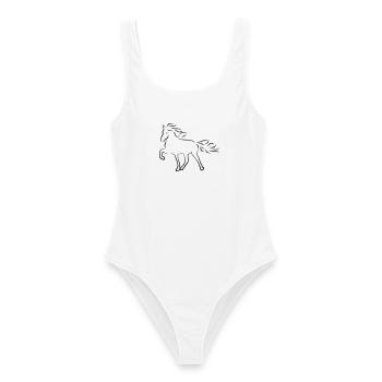 Cheval d’Islande - Maillot de bain femme - blanc - Devant - AI Model Female 172 dark (172cm)
