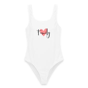 Famille coeur idée cadeau parents enfant amour - Maillot de bain femme - blanc - Devant - AI Model Female 172 dark (172cm)
