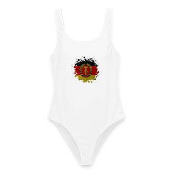 DDR taches / Cadeau drapeau Allemagne de l’Est - Maillot de bain femme - blanc - Devant - AI Model Female 172 dark (172cm)