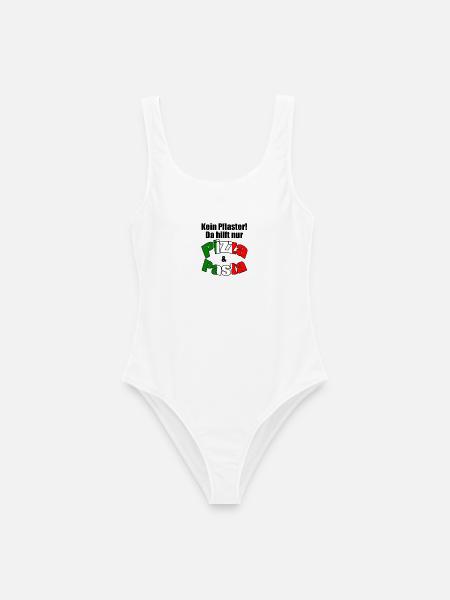 Pizza & Pasta Italien lustig Spruch Geschenk - Frauen Badeanzug - Weiß