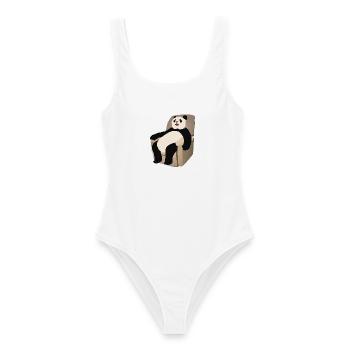 Panda auf dem Sessel - Frauen Badeanzug - Weiß - Vorne - AI Model Female 172 dark (172cm)
