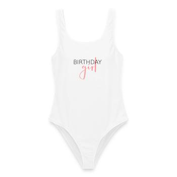 Anniversaire fille - idée cadeau anniversaire enfant - Maillot de bain femme - blanc - Devant - AI Model Female 172 dark (172cm)