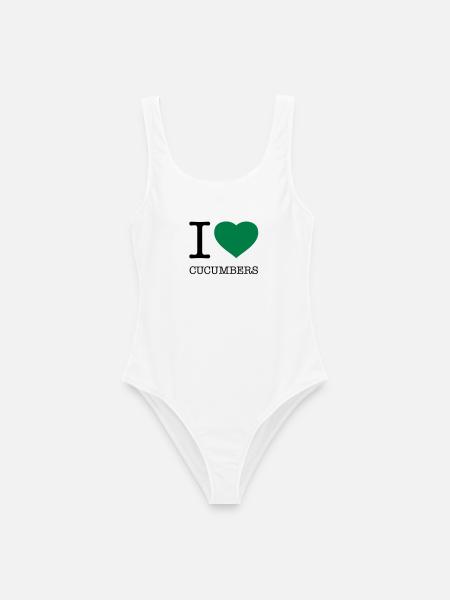 I LOVE CUCUMBERS Gurken Gurke - Frauen Badeanzug - Weiß