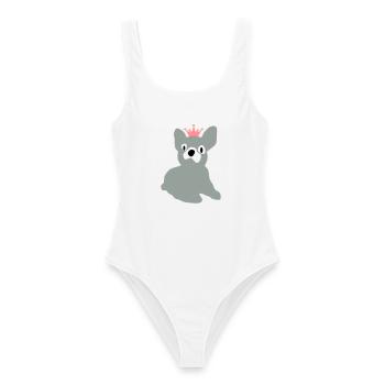 chien - Maillot de bain femme - blanc - Devant - AI Model Female 172 dark (172cm)