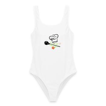 Cuillère en bois - Maillot de bain femme - blanc - Devant - AI Model Female 172 dark (172cm)