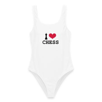 I Love Chess - Frauen Badeanzug - Weiß - Vorne - AI Model Female 172 dark (172cm)