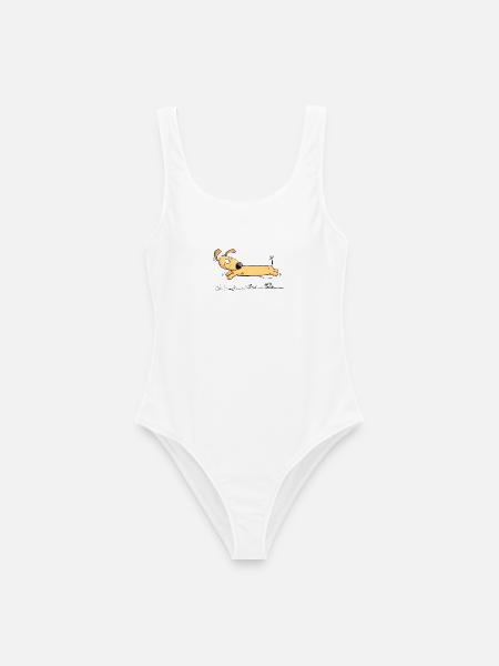Rasender Dackel Teckel Hund I Hundefreund Geschenk - Frauen Badeanzug - Weiß