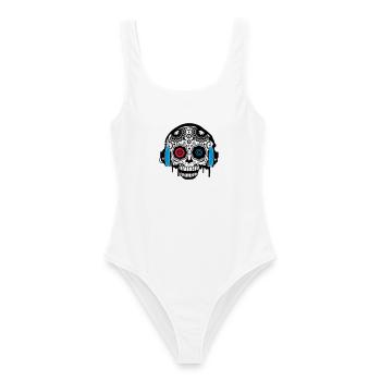 Une calavera en sucre avec un casque - Maillot de bain femme - blanc - Devant - AI Model Female 172 dark (172cm)