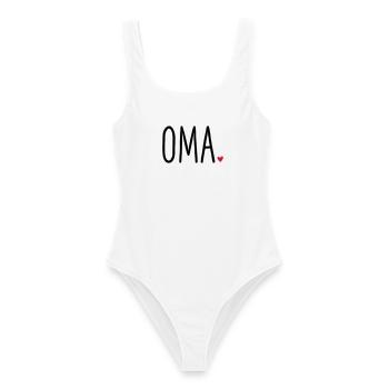 Oma Herz - Geschenk Muttertag Enkel Liebe - Frauen Badeanzug - Weiß - Vorne - AI Model Female 172 dark (172cm)