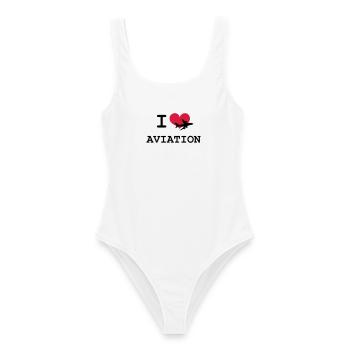 I Love Aviation [Pilot] - Frauen Badeanzug - Weiß - Vorne - AI Model Female 172 dark (172cm)