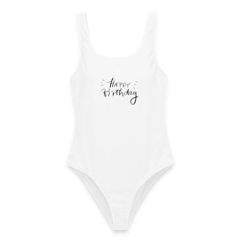 Joyeux anniversaire - Maillot de bain femme - blanc - Devant - AI Model Female 172 dark (172cm)