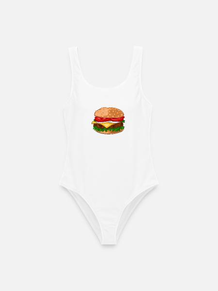 Hamburger - Frauen Badeanzug - Weiß