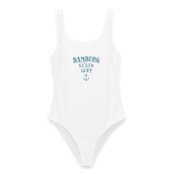 Hamburg Koordinaten - Frauen Badeanzug - Weiß - Vorne - AI Model Female 172 dark (172cm)