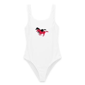 cheval - Maillot de bain femme - blanc - Devant - AI Model Female 172 dark (172cm)