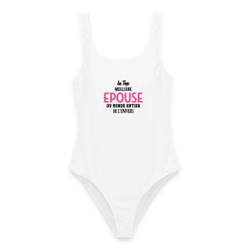 Epouse Femme Couple Saint Valentin Amour Love - Maillot de bain femme - blanc - Devant - AI Model Female 172 dark (172cm)