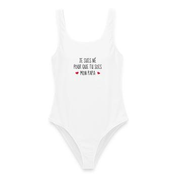 Bébé - Naissance - Papa - Fête des Pères - Maillot de bain femme - blanc - Devant - AI Model Female 172 dark (172cm)