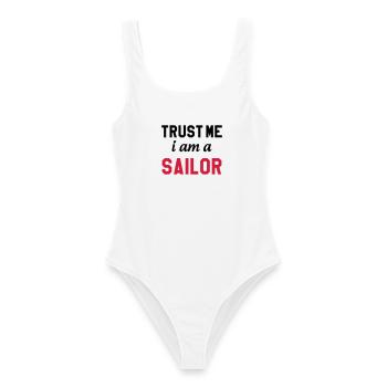 Marin / Marine / Bâteau / Ancre / Mer - Maillot de bain femme - blanc - Devant - AI Model Female 172 dark (172cm)