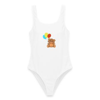 Teddybär mit Luftballons - Frauen Badeanzug - Weiß - Vorne - AI Model Female 172 dark (172cm)
