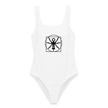 Homme de Vitruve du vin un tire-bouchon Léonard de - Maillot de bain femme - blanc - Devant - AI Model Female 172 dark (172cm)