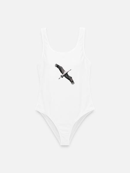 Kranich beim Flug in den Süden - Frauen Badeanzug - Weiß