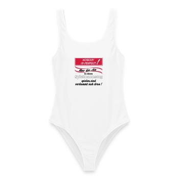 Fanfahrenzug, Spielmannszug,Nobody is perfect(25) - Frauen Badeanzug - Weiß - Vorne - AI Model Female 172 dark (172cm)