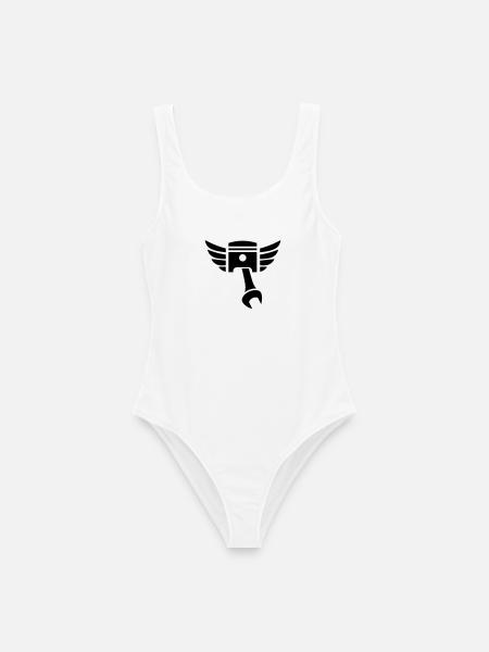 Kolben Schlüssel Emblem mit Flügeln - Frauen Badeanzug - Weiß