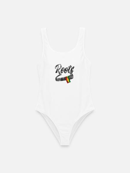 Roots Reggae Design mit farbiger Flagge - Frauen Badeanzug - Weiß