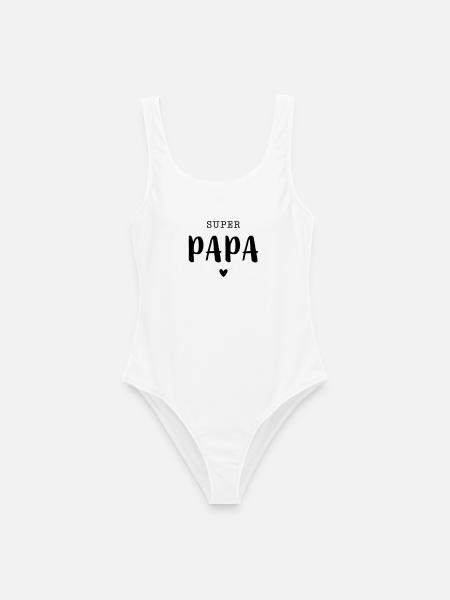 Super Papa mit Herz - Frauen Badeanzug - Weiß