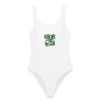 Grove Street -  - San Andreas - Frauen Badeanzug - Weiß - Vorne - AI Model Female 172 dark (172cm)