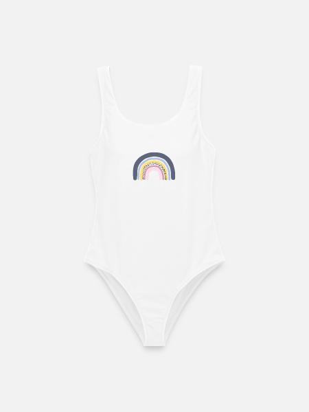 Regenbogen pastell - Frauen Badeanzug - Weiß