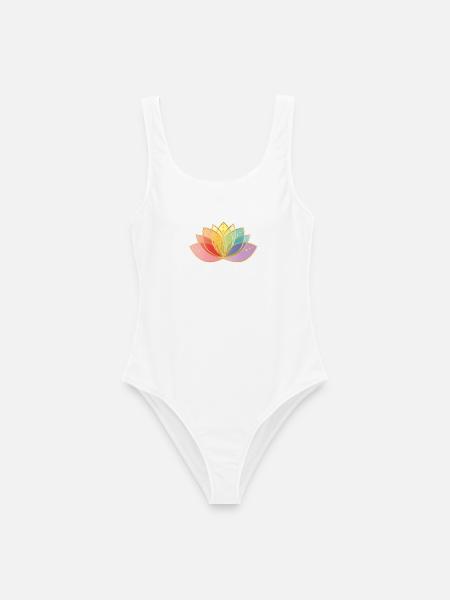 filigranes transparentes buntes Blüten Symbol - Frauen Badeanzug - Weiß