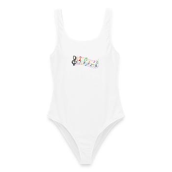 Sheet music ibiza - Sheet music for music. - Women's Swimsuit - white - Front - AI Model Female 172 dark (172cm)