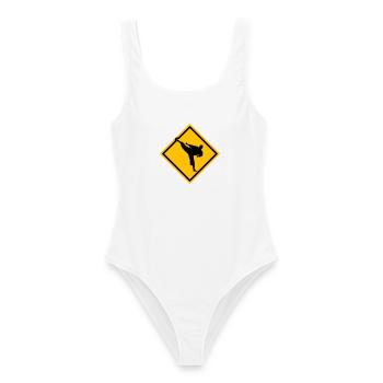 Karaté plaque d’avertissement Yokogeri - Maillot de bain femme - blanc - Devant - AI Model Female 172 dark (172cm)