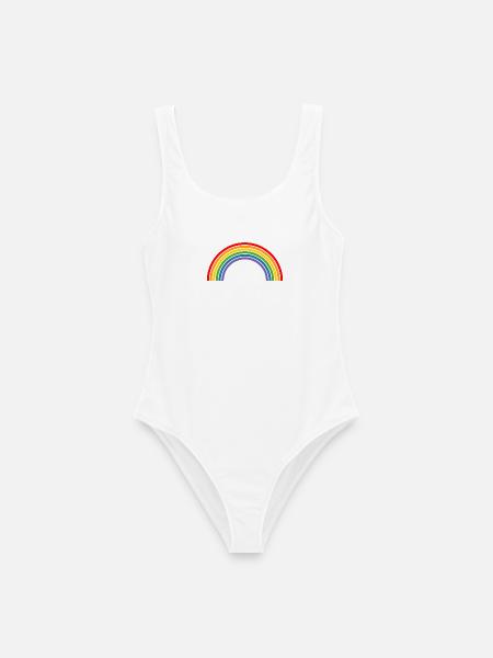 Regenbogen - Frauen Badeanzug - Weiß