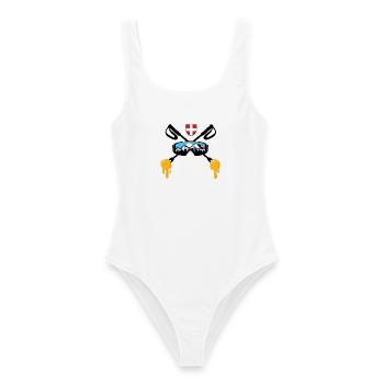 Savoie Ski et fondue savoyarde Cadeau Haute Savoie - Maillot de bain femme - blanc - Devant - AI Model Female 172 dark (172cm)