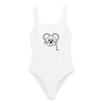 Souris - Maillot de bain femme - blanc - Devant - AI Model Female 172 dark (172cm)
