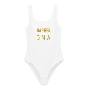 Design ADN Barber dans un style rétro - Maillot de bain femme - blanc - Devant - AI Model Female 172 dark (172cm)