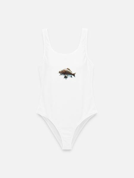 Spiegelkarpfenfischen-Design Realistischer Karpfen - Frauen Badeanzug - Weiß
