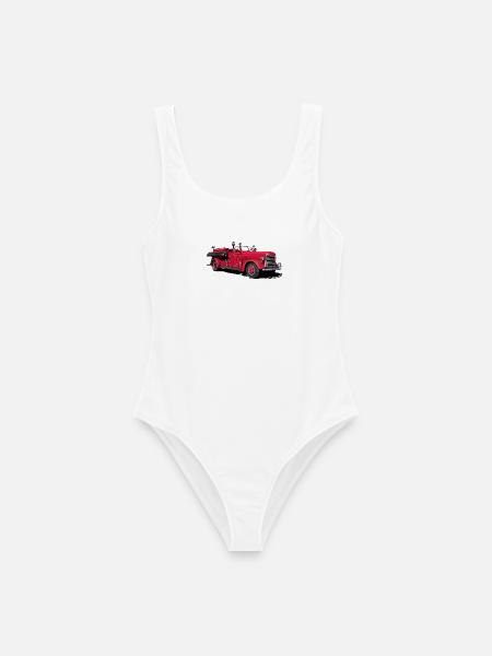Feuerwehrauto Oldtimer - Frauen Badeanzug - Weiß
