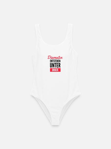 Diamanten Druck Typo Kalligrafie - Frauen Badeanzug - Weiß