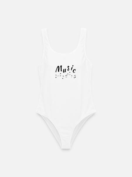 Musiknoten & Music Schriftzug Design - Frauen Badeanzug - Weiß