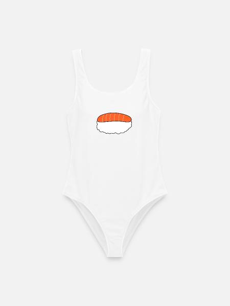 Nigiri,Lachs,Fisch, Reis, Japan Küche - Frauen Badeanzug - Weiß