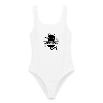 T-Shirt Agostina T-Shirt Geschenkidee Katze Katze - Frauen Badeanzug - Weiß - Vorne - AI Model Female 172 dark (172cm)