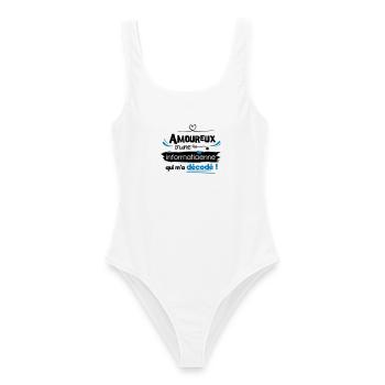 Amoureux d'une informaticienne ! humour geek - Maillot de bain femme - blanc - Devant - AI Model Female 172 dark (172cm)