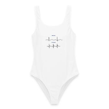ECG normal vs ECG de conception - Maillot de bain femme - blanc - Devant - AI Model Female 172 dark (172cm)