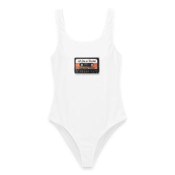 Kassette Retro Lebensmoment - Frauen Badeanzug - Weiß - Vorne - AI Model Female 172 dark (172cm)