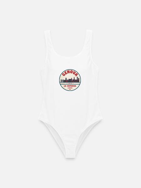 Genova Skyline Roundel - Frauen Badeanzug - Weiß