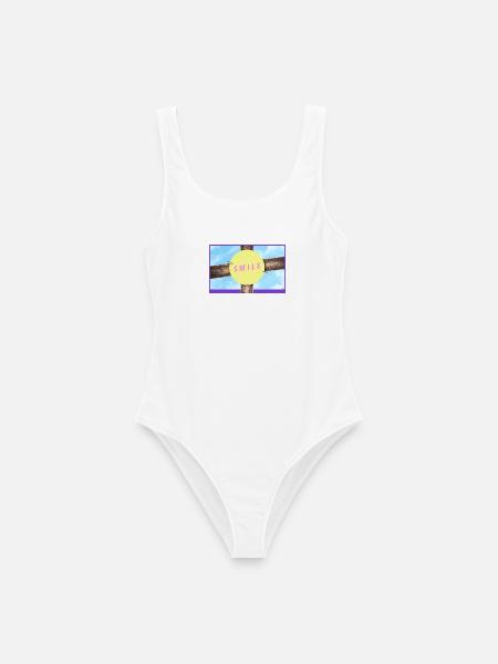 Holzkreuz Smile Kreis - Frauen Badeanzug - Weiß