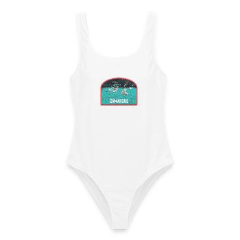 Flamands roses dans le Parc National de Camargue - Maillot de bain femme - blanc - Devant - AI Model Female 172 dark (172cm)